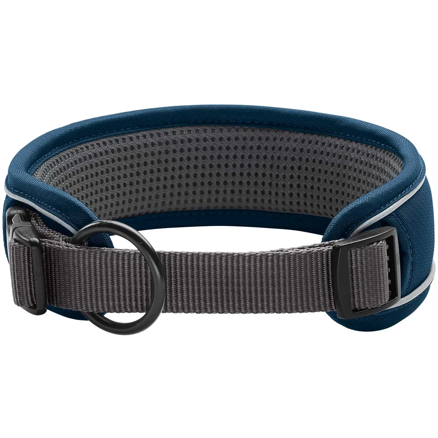 Hunter Halsbånd Divo XL Petrol/Grå - justerbart hundehalsbånd (55-65 cm, B 5,5 cm)